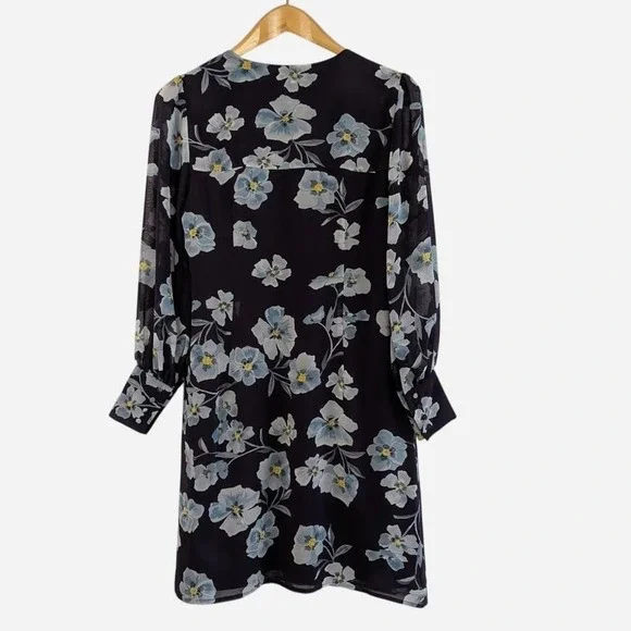 Cabi Ellery Floral Shift Dress Navy Blue Chiffon Floral Print Size Small - Picture 3 of 8